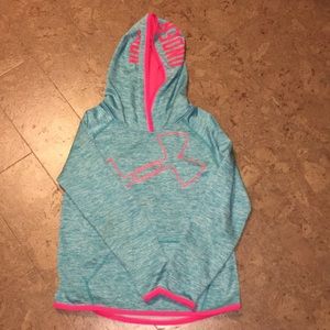 pink and blue under armor hoodie